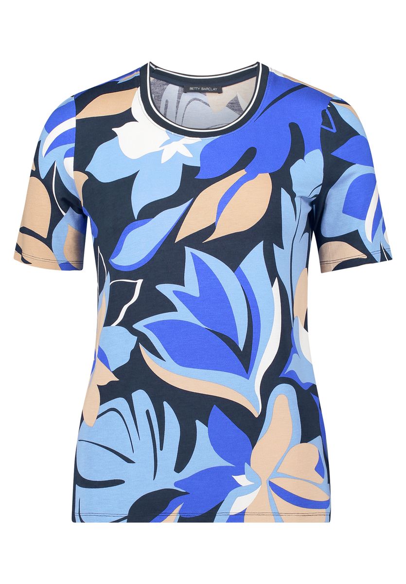 Tailliertes T-Shirt mit abstraktem Blumenmuster