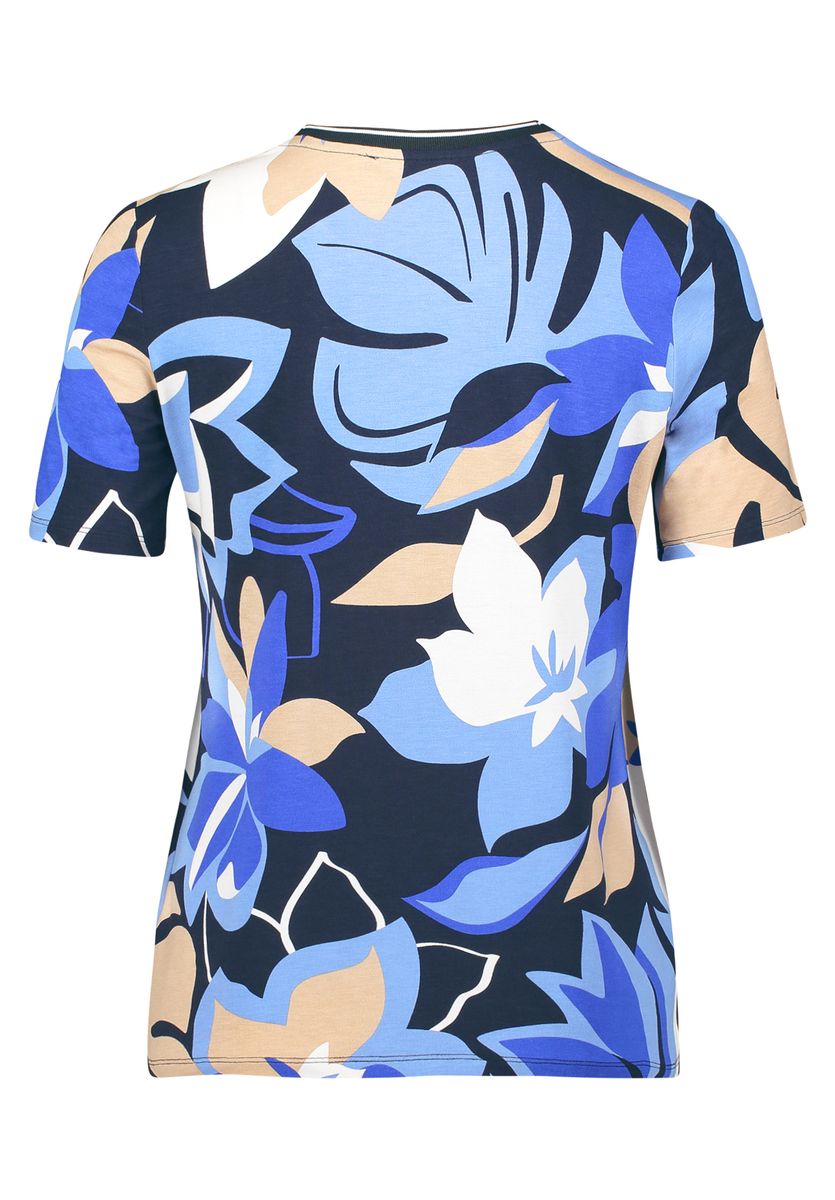 Tailliertes T-Shirt mit abstraktem Blumenmuster