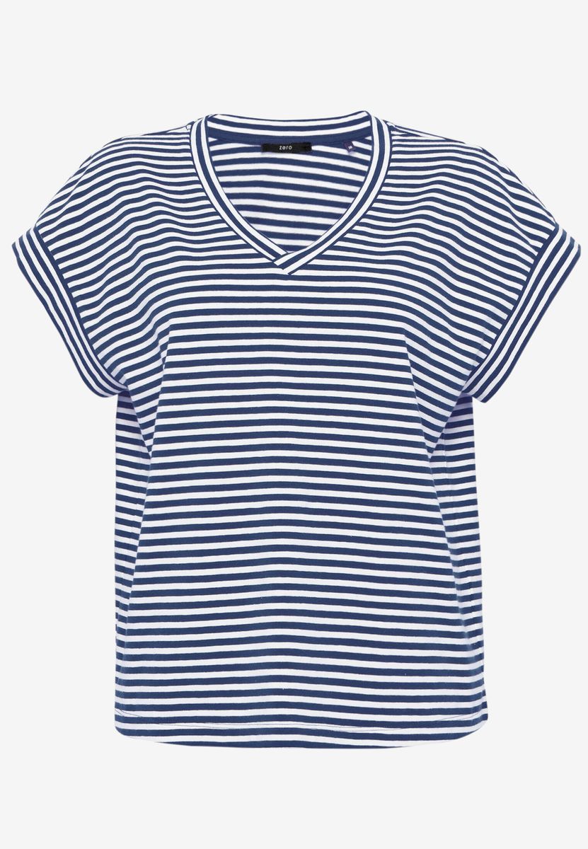 Gestreiftes Relaxed-Shirt mit V-Ausschnitt