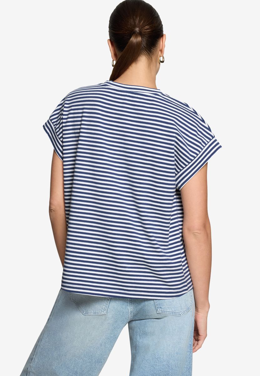 Gestreiftes Relaxed-Shirt mit V-Ausschnitt