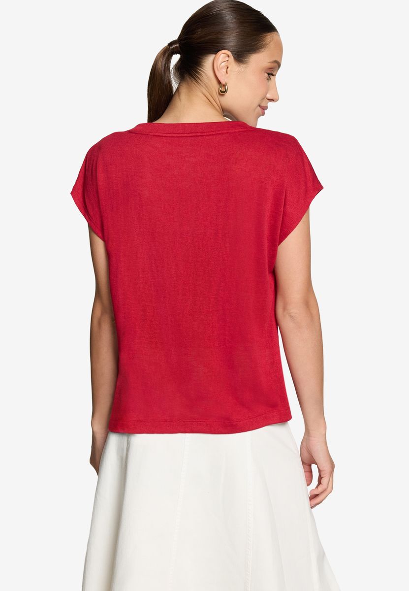 Lässiges T-Shirt mit V-Ausschnitt