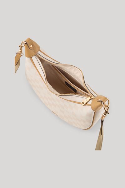 Schultertasche in Halbmondform mit Schachbrettmuster