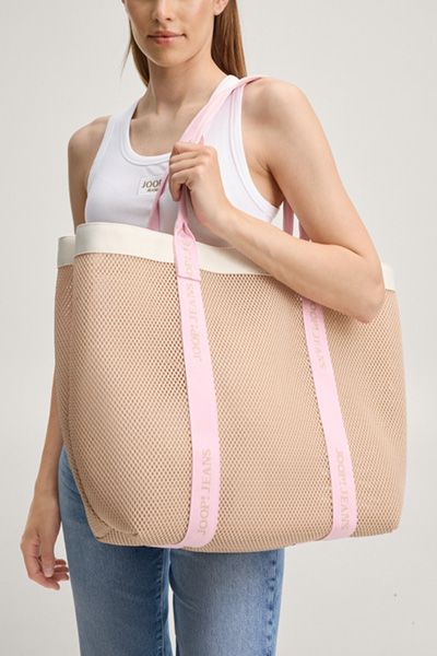 Leichter Mesh-Shopper mit Logo-Riemen
