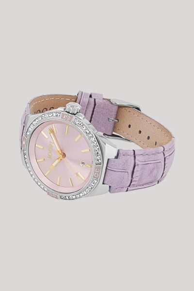Kristallverzierte Armbanduhr mit Sonnenschliff-Zifferblatt
