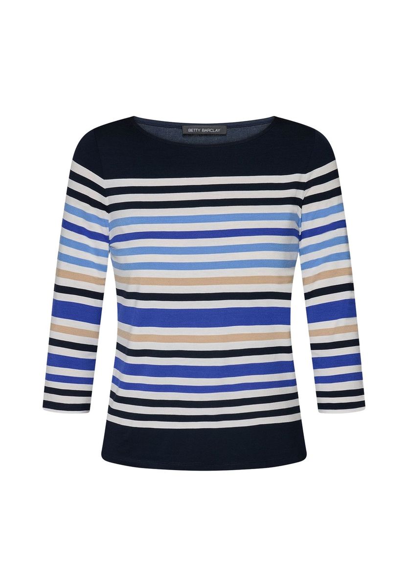 Gestreiftes Basic-Shirt mit U-Boot-Ausschnitt