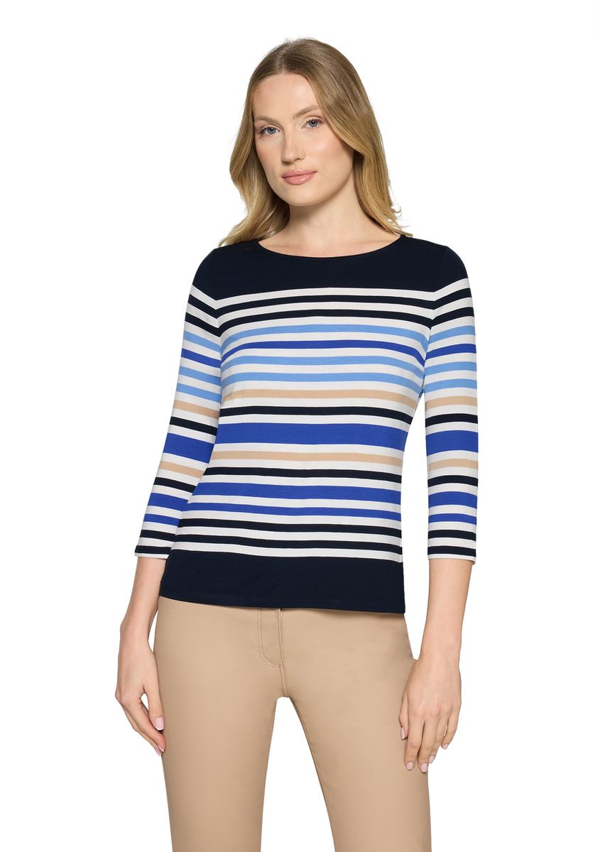 Gestreiftes Basic-Shirt mit U-Boot-Ausschnitt