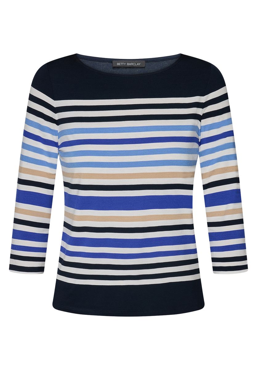 Gestreiftes Basic-Shirt mit U-Boot-Ausschnitt