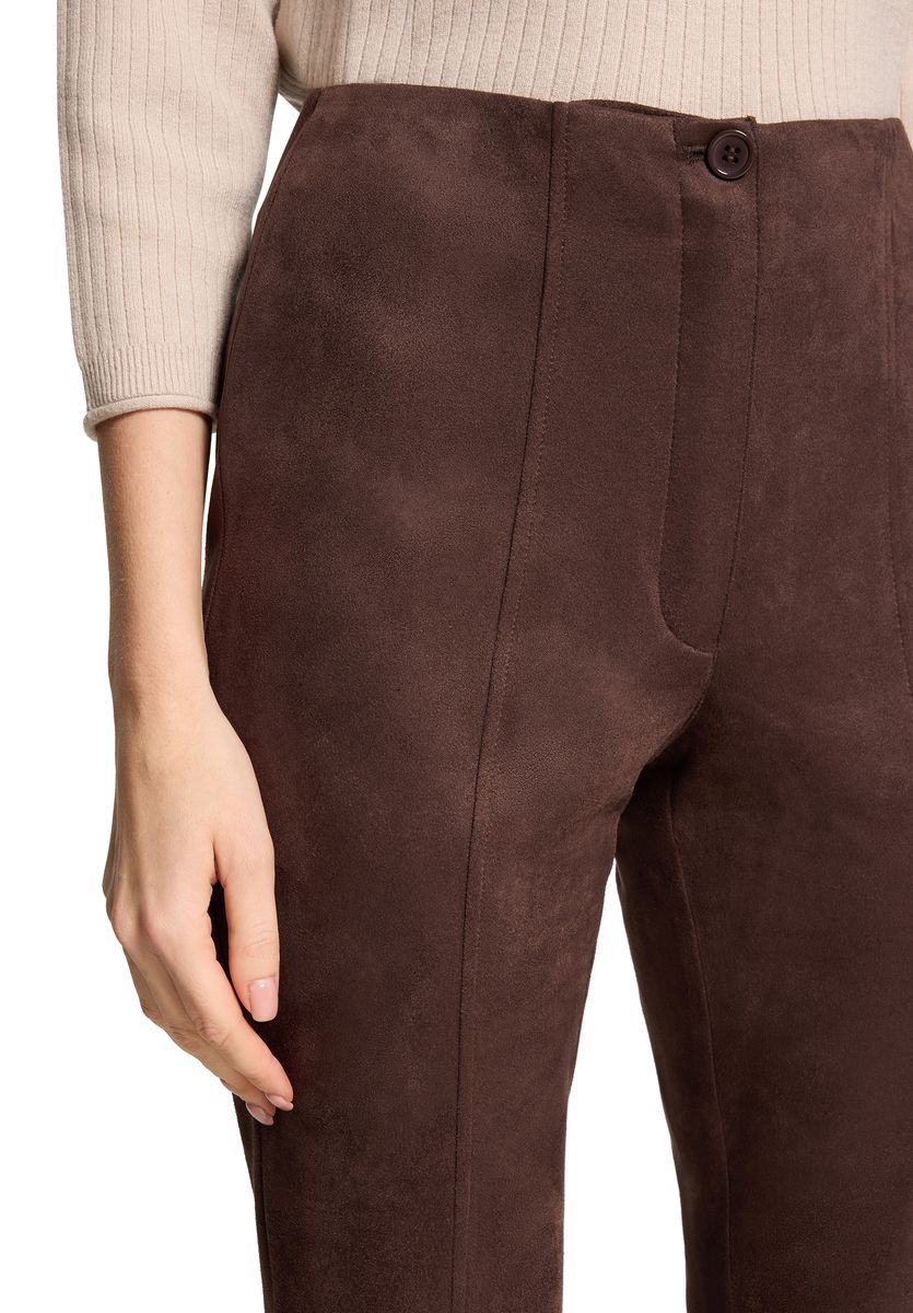 Hochtaillierte Hose in Wildleder-Optik