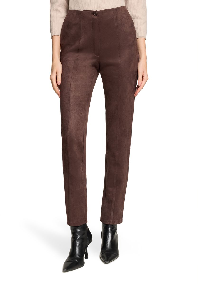 Hochtaillierte Hose in Wildleder-Optik