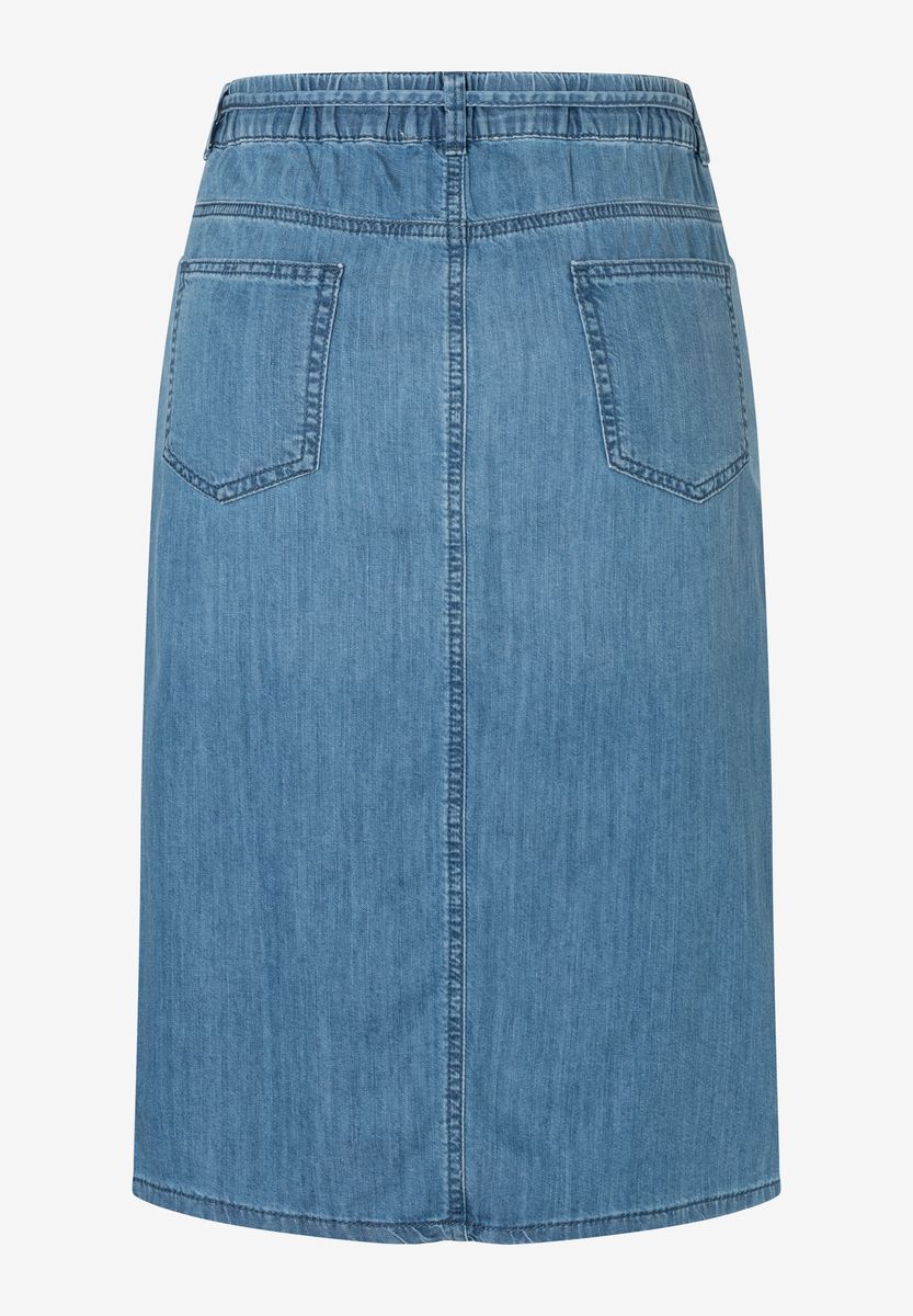 Lässiger Jeans-Midirock mit Kordelzug
