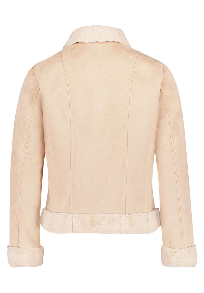 Bikerjacke aus Kunstwildleder mit Pelzbesatz