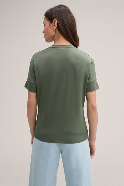 T-Shirt mit V-Ausschnitt und Rippsaum