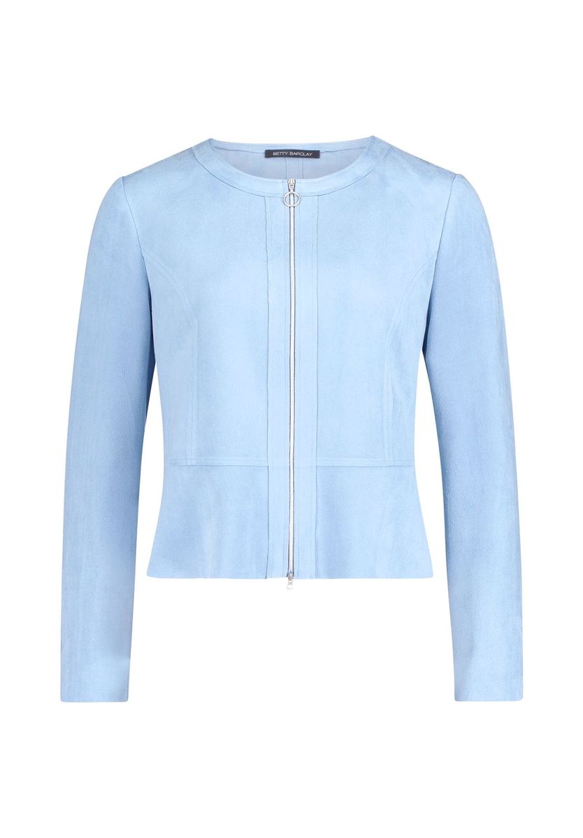 Kragenlose Suedette-Jacke in Slim-Fit