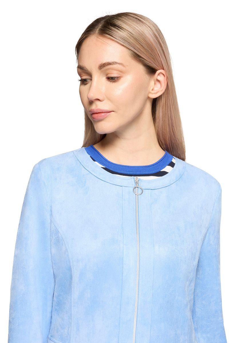 Kragenlose Suedette-Jacke in Slim-Fit