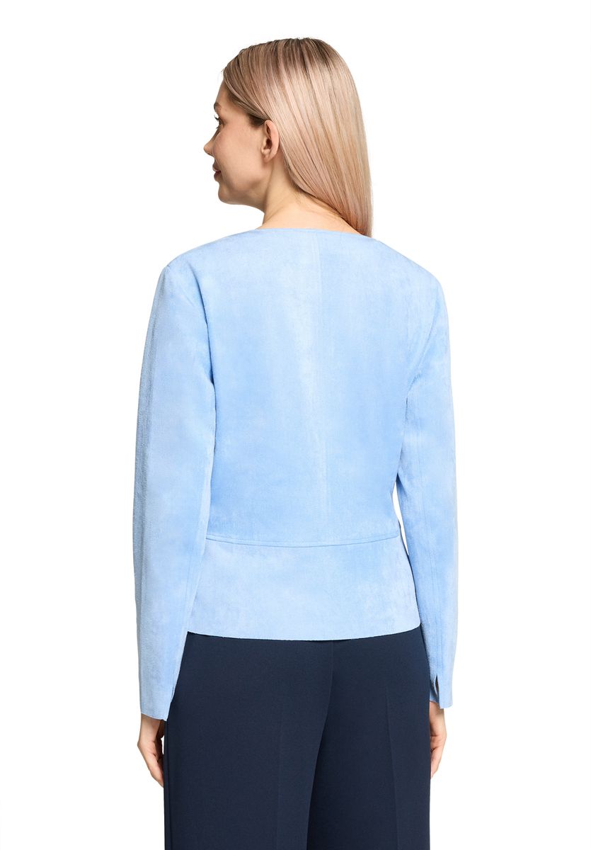 Kragenlose Suedette-Jacke in Slim-Fit