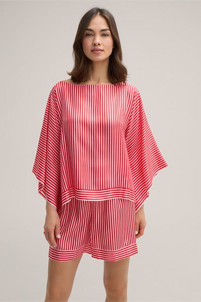 Oversize Seiden-Poncho mit Streifen