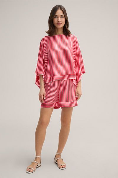 Oversize Seiden-Poncho mit Streifen