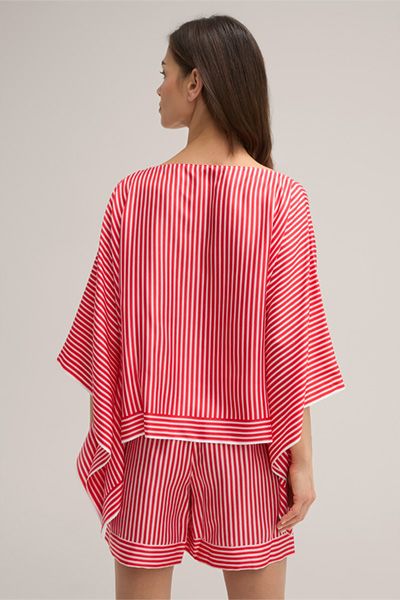 Oversize Seiden-Poncho mit Streifen