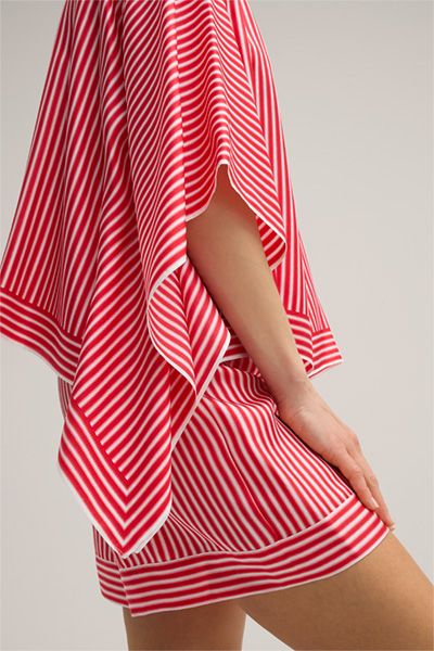Oversize Seiden-Poncho mit Streifen