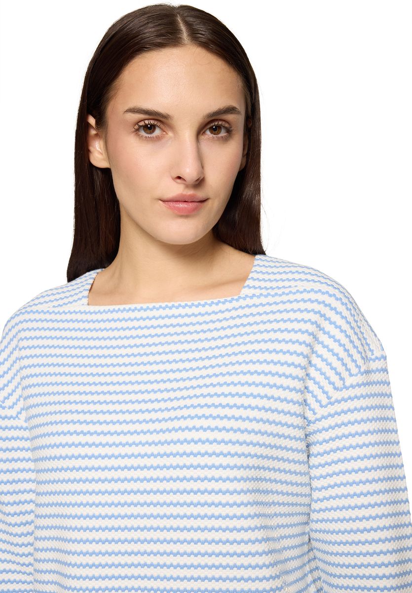 Gestreiftes Sweatshirt mit U-Boot-Ausschnitt
