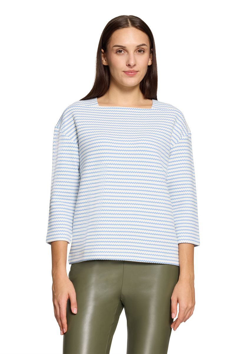 Gestreiftes Sweatshirt mit U-Boot-Ausschnitt