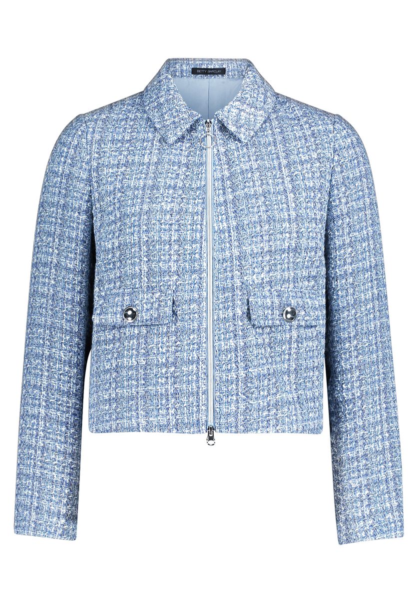 Strukturierter Tweed-Blazer mit Reißverschluss