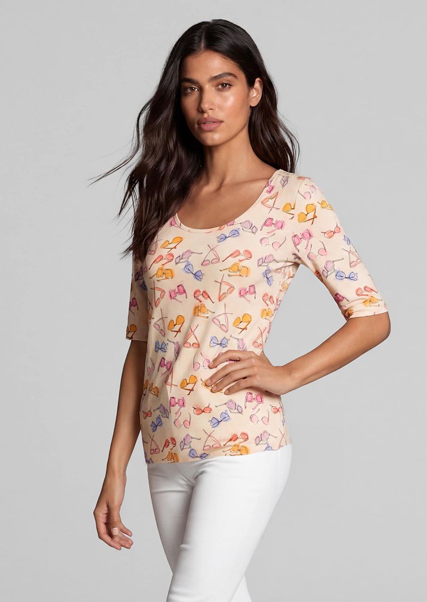 T-Shirt mit verspieltem Sonnenbrillen-Print