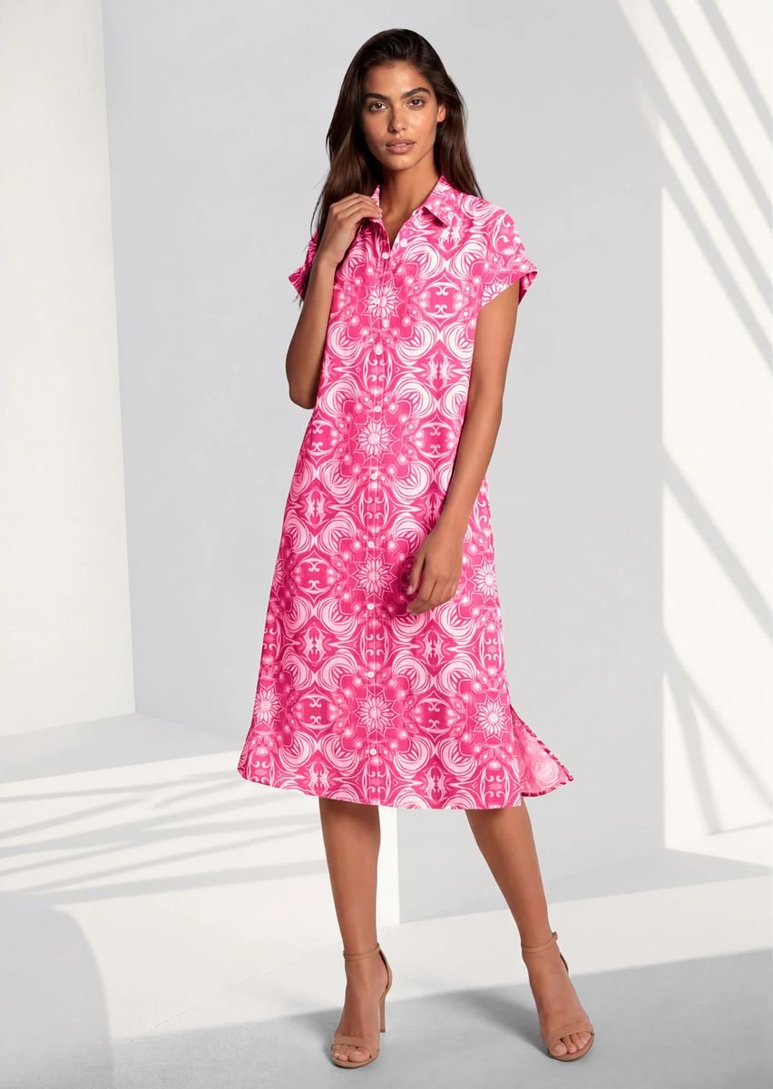 Hemdblusenkleid mit Ornament-Muster