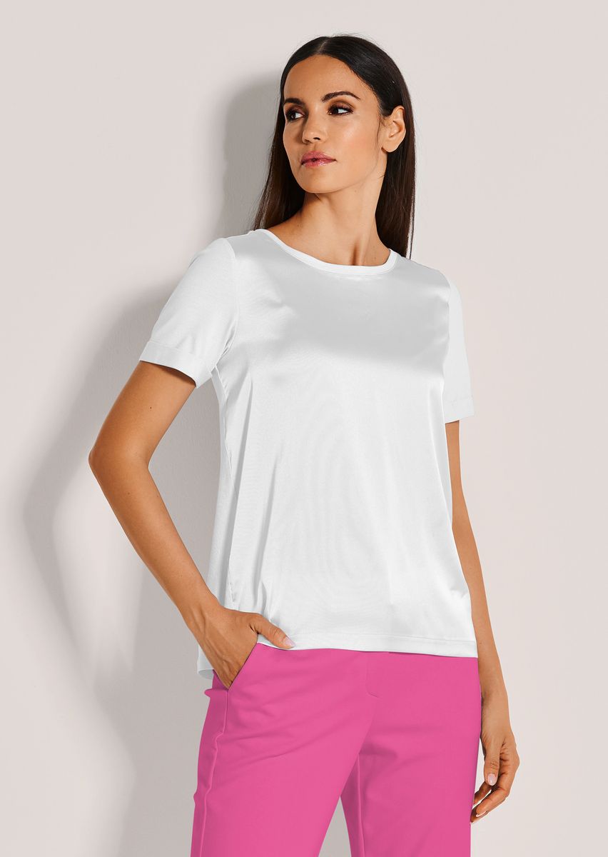 Elegantes schimmerndes Kurzarm-Blusenshirt