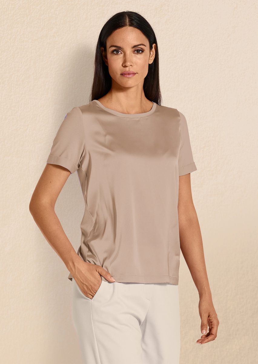 Elegantes schimmerndes Kurzarm-Blusenshirt