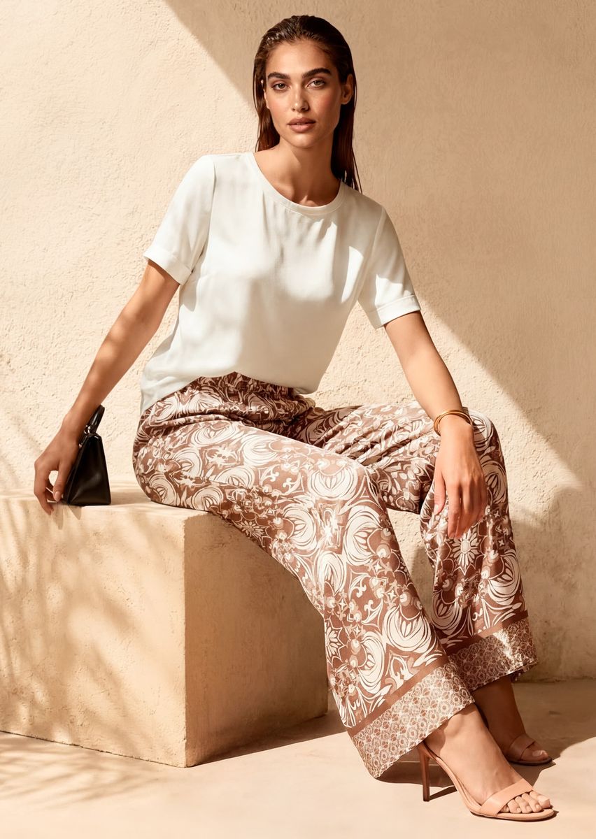 Weite Sommerhose mit Muster-Print