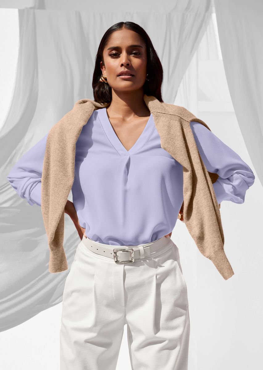 Elegante Tunika-Bluse mit V-Ausschnitt