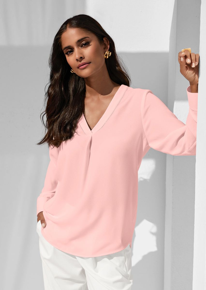 Elegante Tunika-Bluse mit V-Ausschnitt