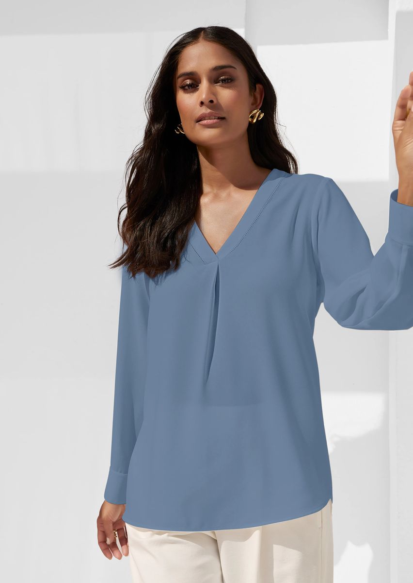 Elegante Tunika-Bluse mit V-Ausschnitt