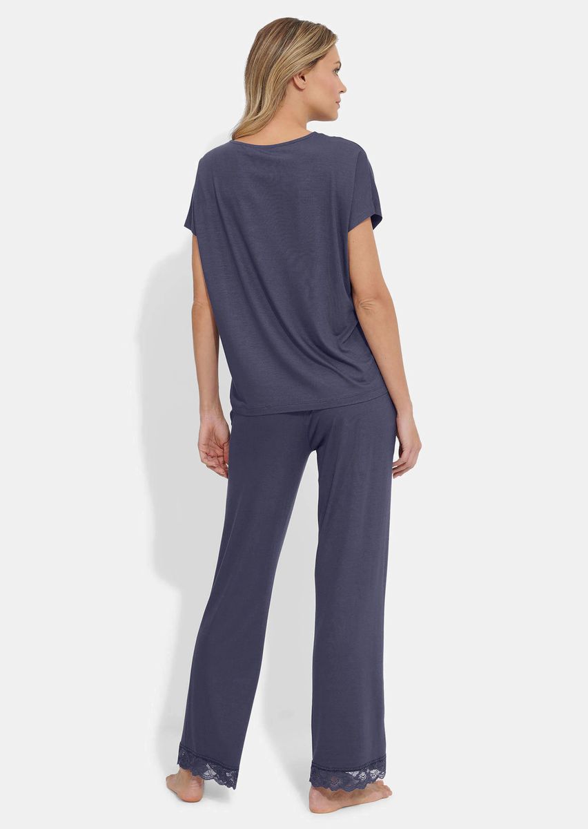 Pyjama-Set mit Spitzenbesatz