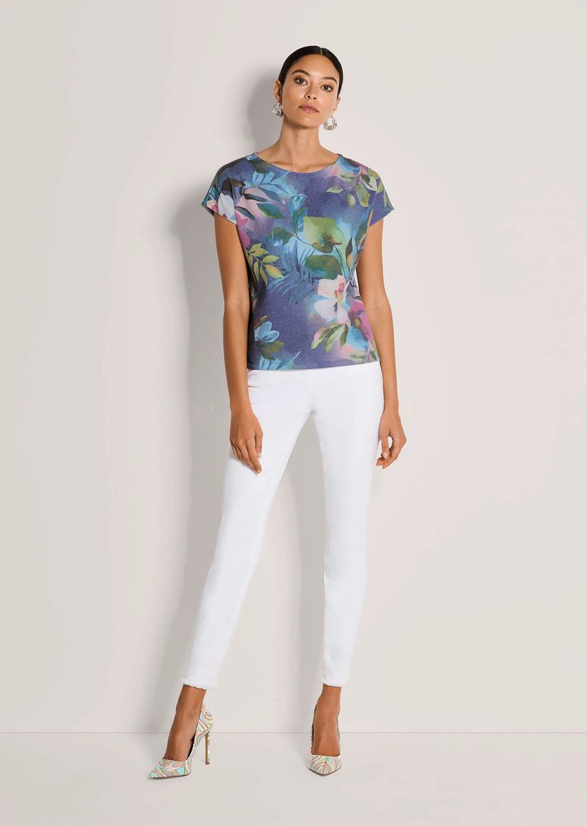 Feinstrick-Top mit floralem Print