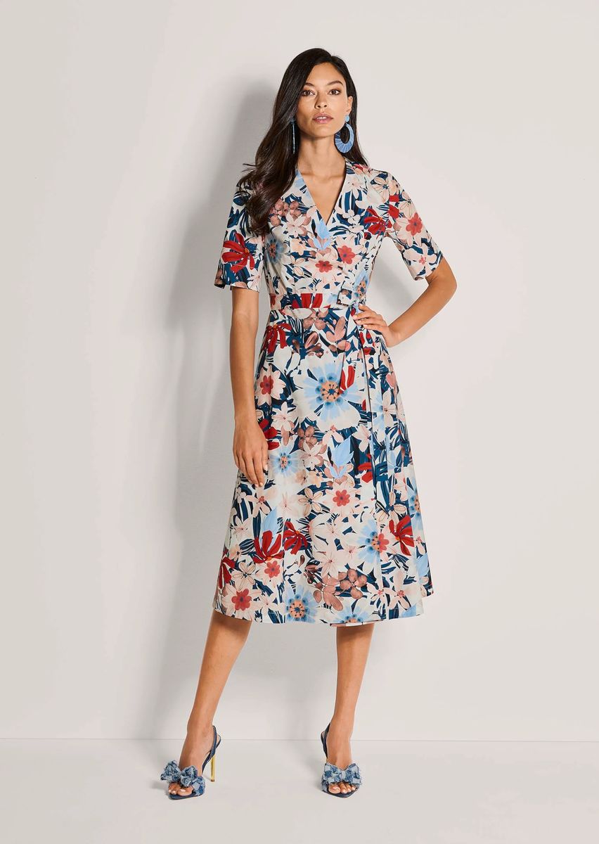 Wickel-Midikleid mit floralem Muster
