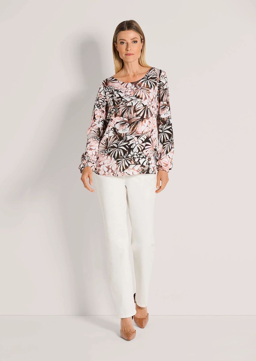 Bluse mit abstraktem Blätterprint