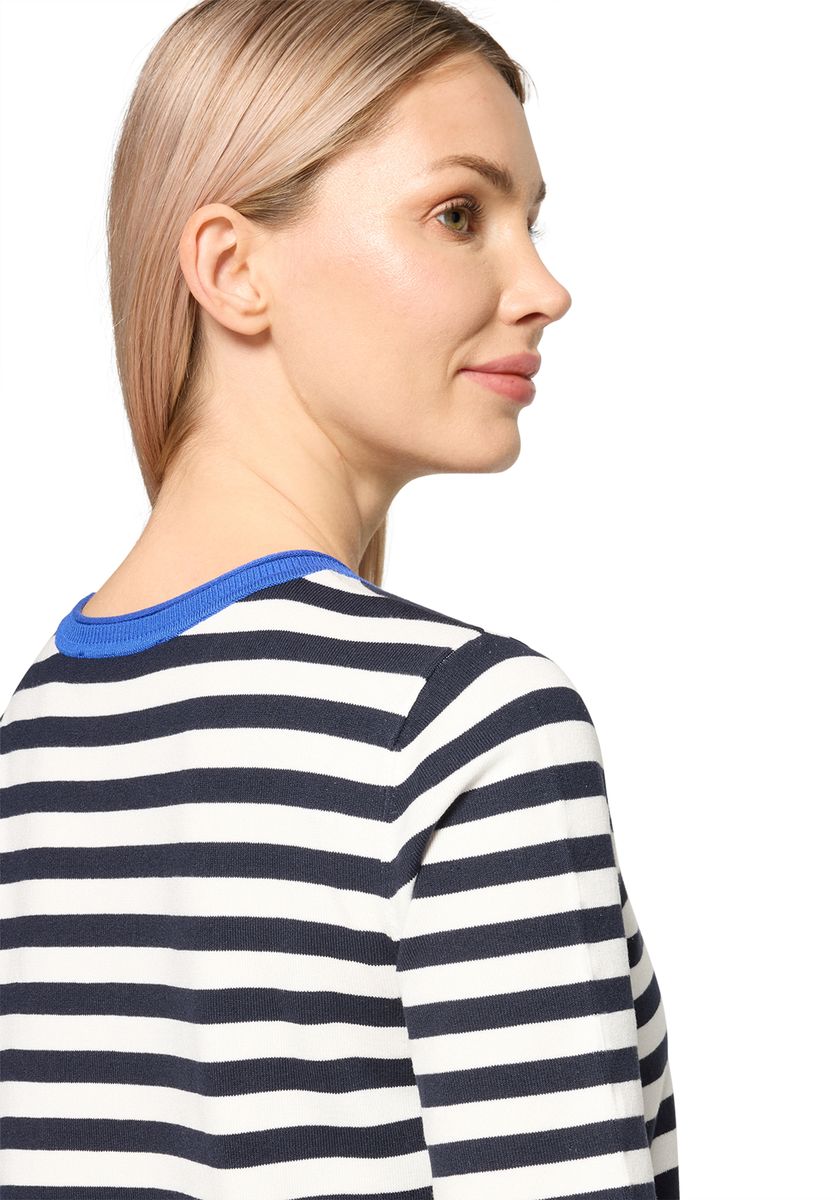 Gestreifter Kurzarm-Strickpullover