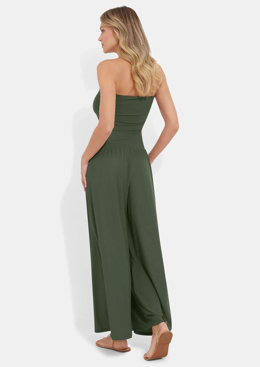 Vielseitiger trägerloser Jumpsuit mit weitem Bein