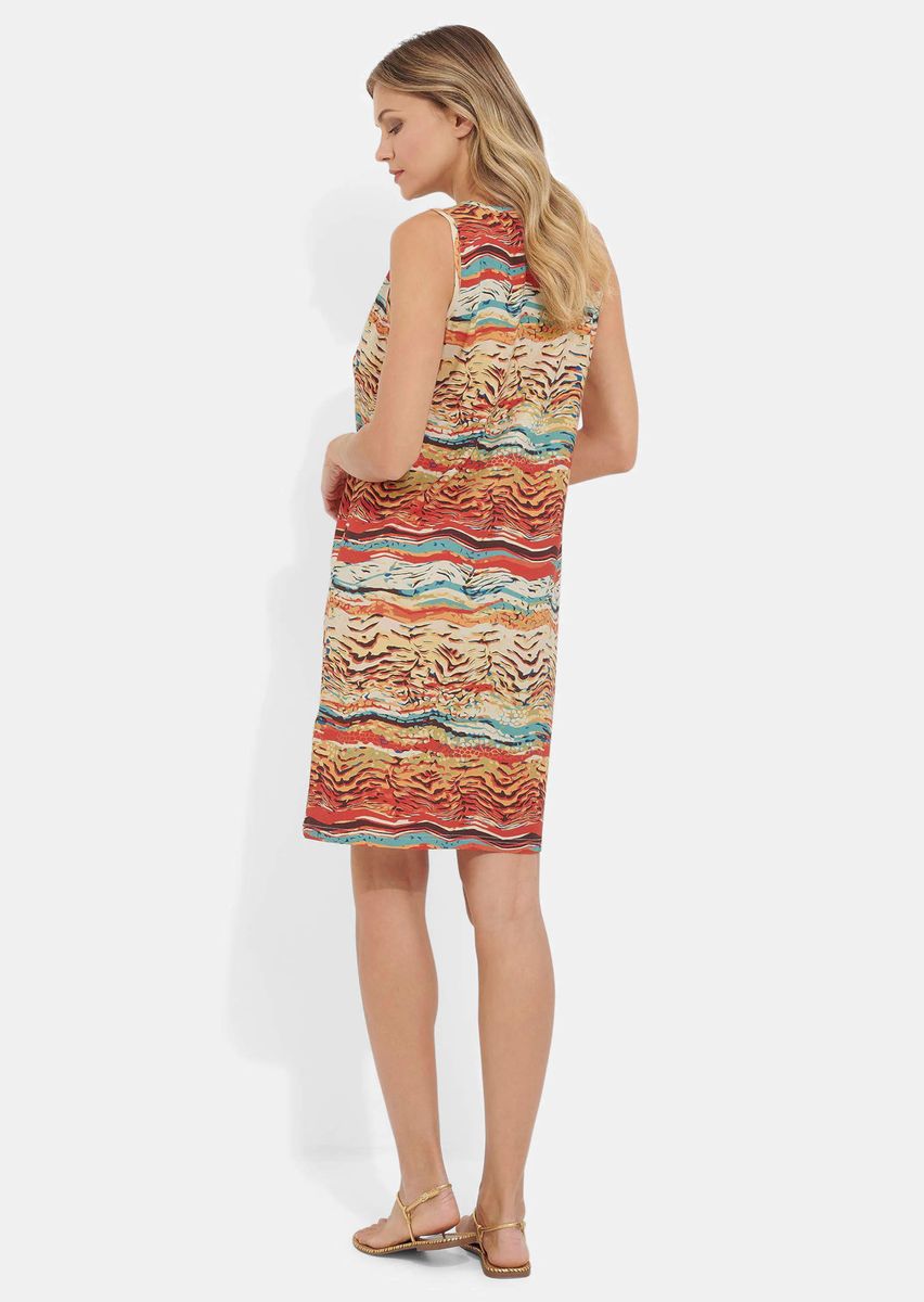 Ärmelloses Shiftkleid mit abstraktem Print