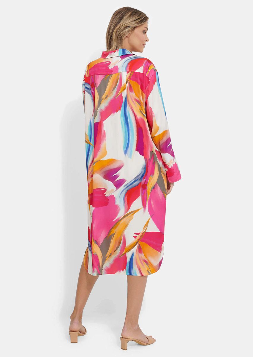 Farbenfrohes Hemdblusenkleid mit Abstract-Print