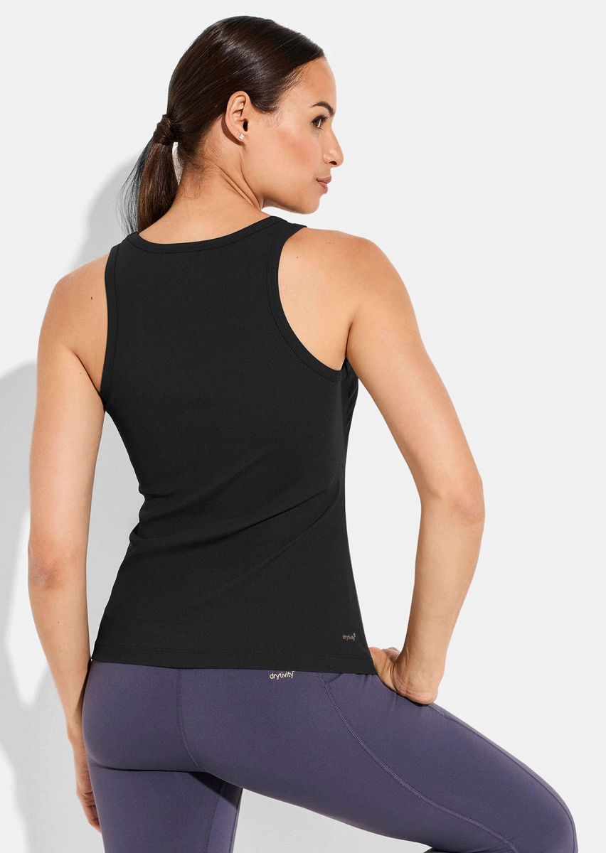 Geripptes Sport-Tanktop mit Rundhalsausschnitt