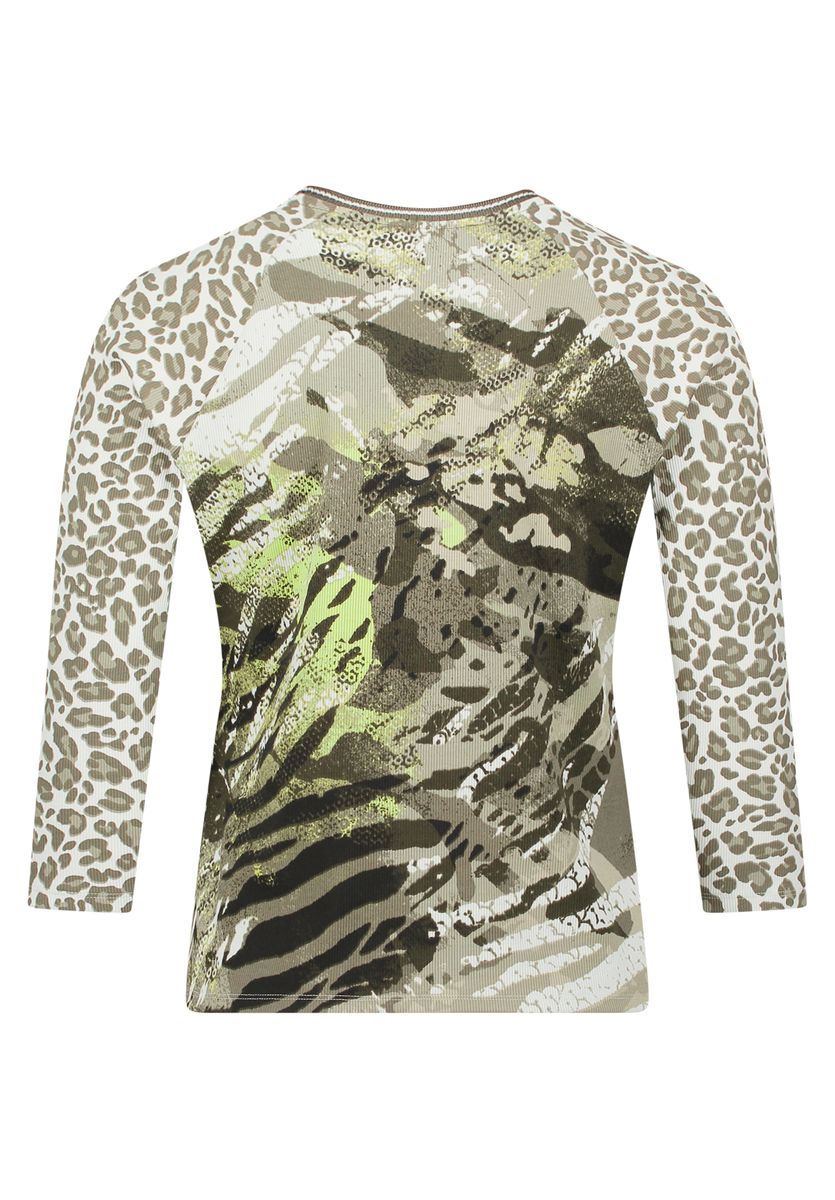 Gerippte Shirtjacke mit Animal-Print