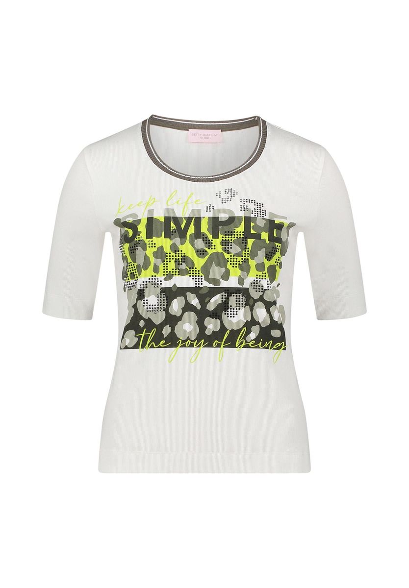 Grafik-Shirt mit Animal-Print Rippstruktur