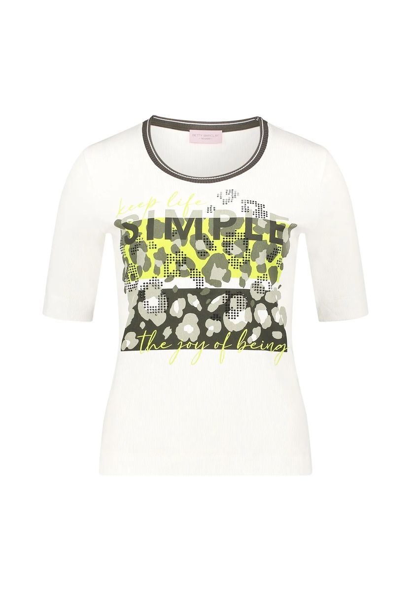 Grafik-Shirt mit Animal-Print Rippstruktur