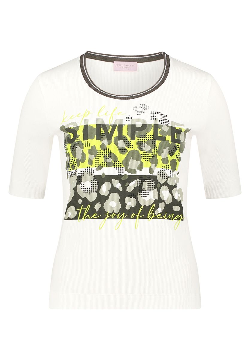 Grafik-Shirt mit Animal-Print Rippstruktur