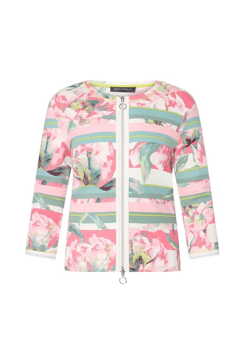 Florale Shirtjacke mit Reißverschluss