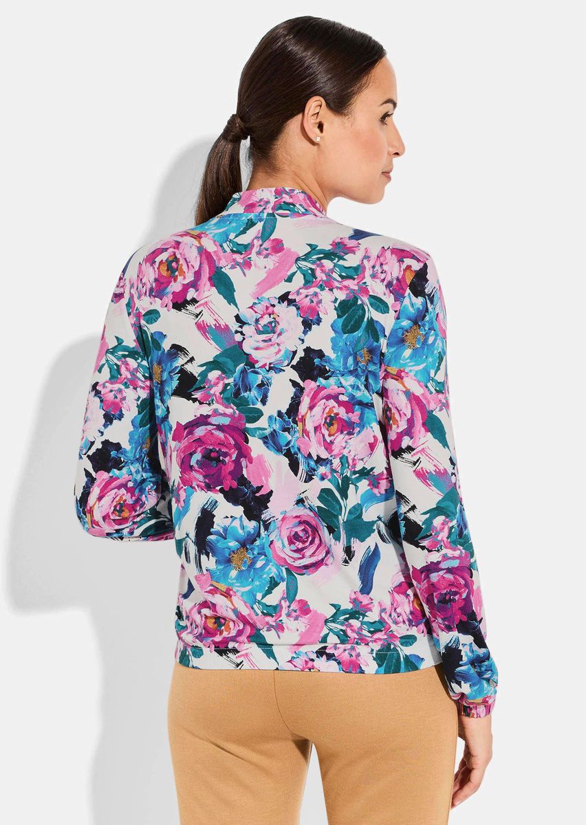 Jersey-Blousonjacke mit floralem Print
