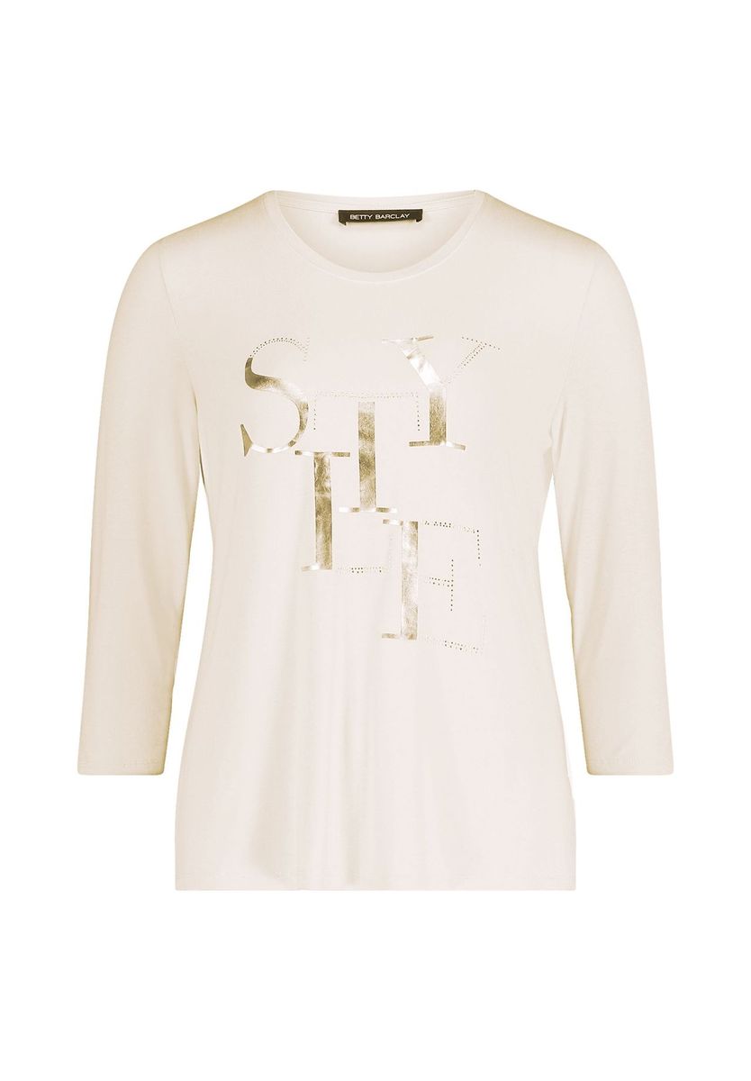 T-Shirt mit Metallic-Print und 3/4-Arm